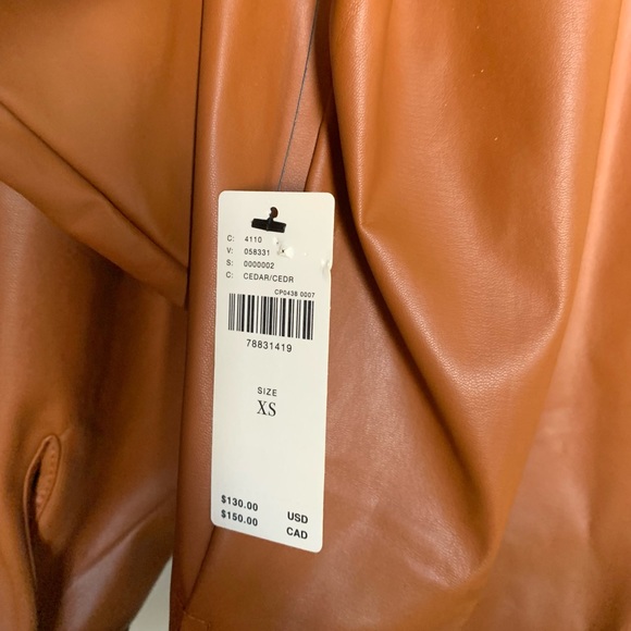Anthropologie Faux Leather Blouse in Tan - Picture 3 of 8
